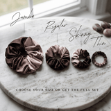 NOCHKA Brown Gradient Print of Silk Scrunchies – Ultra Thin, Skinny, Regular & Jumbo - NOCHKA
