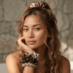 NOCHKA Brown Gradient Print of Silk Scrunchies – Ultra Thin, Skinny, Regular & Jumbo - NOCHKA
