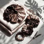 NOCHKA Brown Gradient Print of Silk Scrunchies – Ultra Thin, Skinny, Regular & Jumbo - NOCHKA
