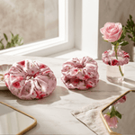 NOCHKA Cherry Blossom Print of Silk Scrunchies – Ultra Thin, Skinny, Regular & Jumbo - NOCHKA
