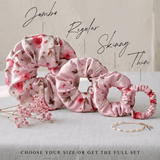 NOCHKA Cherry Blossom Print of Silk Scrunchies – Ultra Thin, Skinny, Regular & Jumbo - NOCHKA
