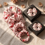NOCHKA Cherry Blossom Print of Silk Scrunchies – Ultra Thin, Skinny, Regular & Jumbo - NOCHKA
