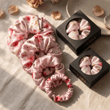 NOCHKA Cherry Blossom Print of Silk Scrunchies – Ultra Thin, Skinny, Regular & Jumbo - NOCHKA
