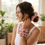 NOCHKA Cherry Blossom Print of Silk Scrunchies – Ultra Thin, Skinny, Regular & Jumbo - NOCHKA
