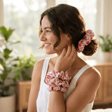 NOCHKA Cherry Blossom Print of Silk Scrunchies – Ultra Thin, Skinny, Regular & Jumbo - NOCHKA
