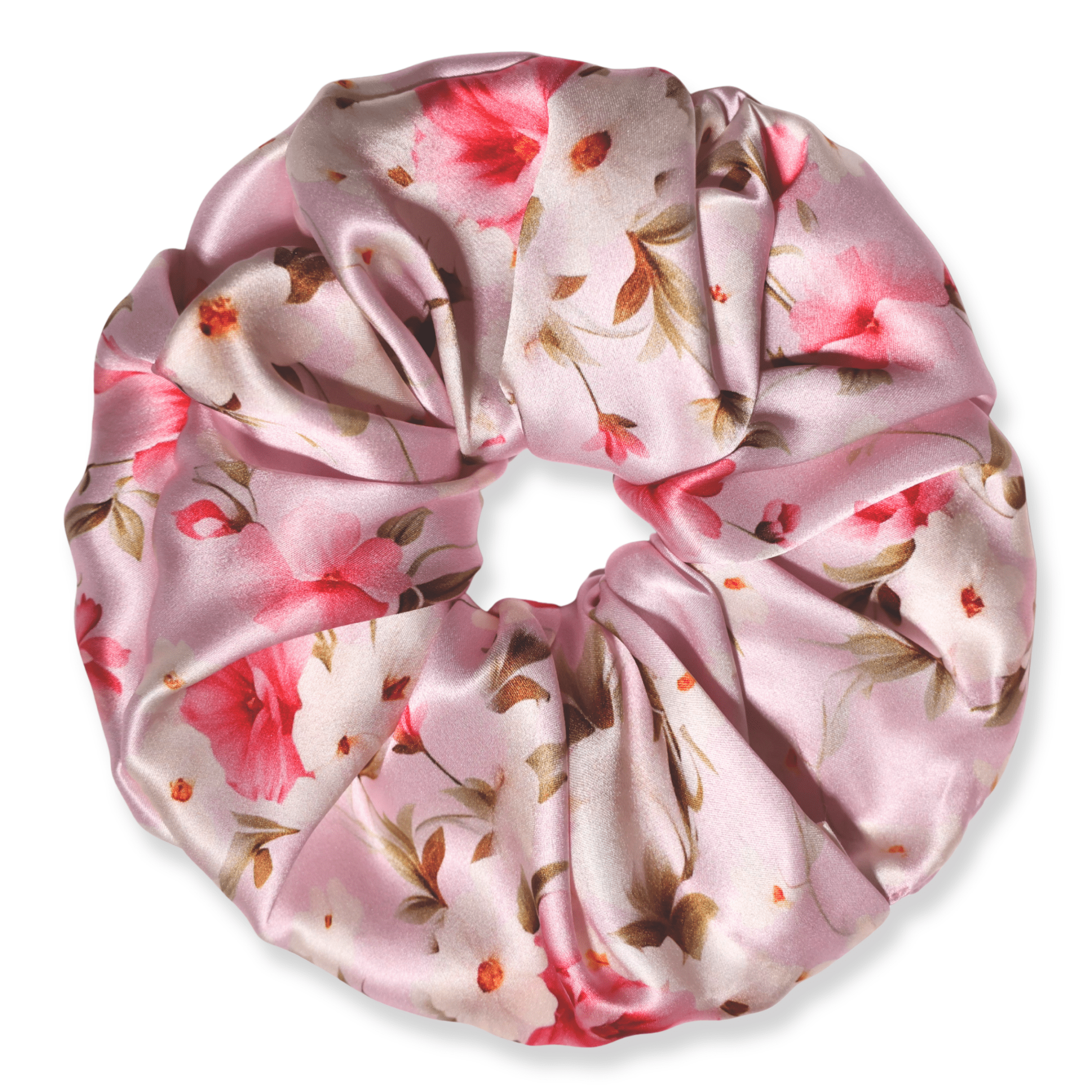 NOCHKA Cherry Blossom Print of Silk Scrunchies – Ultra Thin, Skinny, Regular & Jumbo - NOCHKA