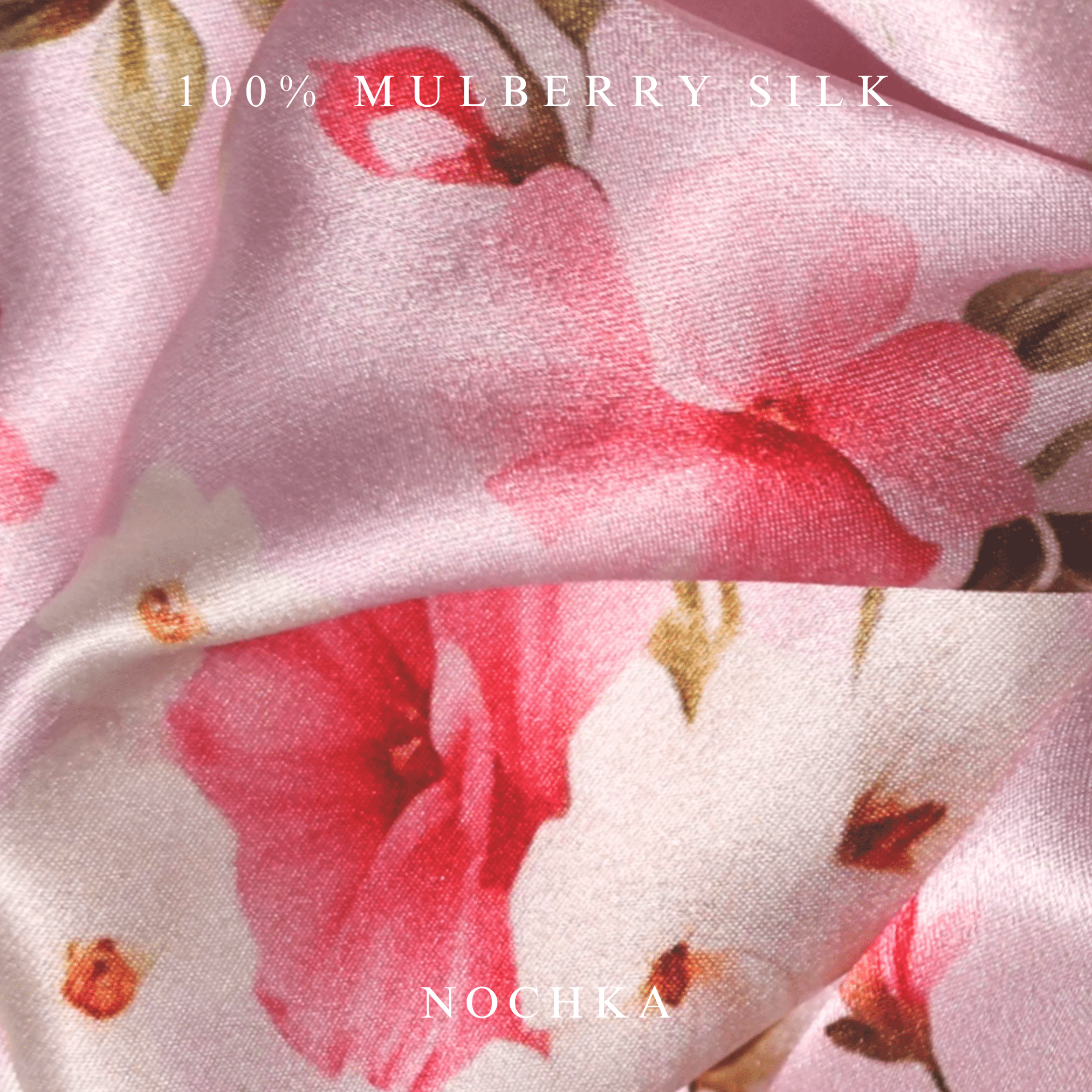 NOCHKA Cherry Blossom Print of Silk Scrunchies – Ultra Thin, Skinny, Regular & Jumbo - NOCHKA

