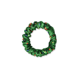 NOCHKA Christmas Lights on Green Print of Silk Scrunchies – Ultra Thin, Skinny, Regular & Jumbo - NOCHKA
