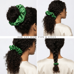 NOCHKA Christmas Lights on Green Print of Silk Scrunchies – Ultra Thin, Skinny, Regular & Jumbo - NOCHKA
