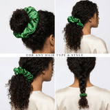 NOCHKA Christmas Lights on Green Print of Silk Scrunchies – Ultra Thin, Skinny, Regular & Jumbo - NOCHKA

