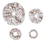 NOCHKA Christmas Lights on White Print of Silk Scrunchies – Ultra Thin, Skinny, Regular & Jumbo - NOCHKA
