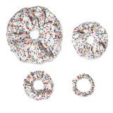 NOCHKA Christmas Lights on White Print of Silk Scrunchies – Ultra Thin, Skinny, Regular & Jumbo - NOCHKA
