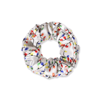 NOCHKA Christmas Lights on White Print of Silk Scrunchies – Ultra Thin, Skinny, Regular & Jumbo - NOCHKA
