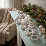 NOCHKA Christmas Lights on White Print of Silk Scrunchies – Ultra Thin, Skinny, Regular & Jumbo - NOCHKA
