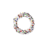 NOCHKA Christmas Lights on White Print of Silk Scrunchies – Ultra Thin, Skinny, Regular & Jumbo - NOCHKA
