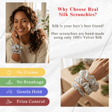 NOCHKA Christmas Lights on White Print of Silk Scrunchies – Ultra Thin, Skinny, Regular & Jumbo - NOCHKA
