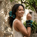 NOCHKA Chrysanthemum Print of Silk Scrunchies – Ultra Thin, Skinny, Regular & Jumbo - NOCHKA
