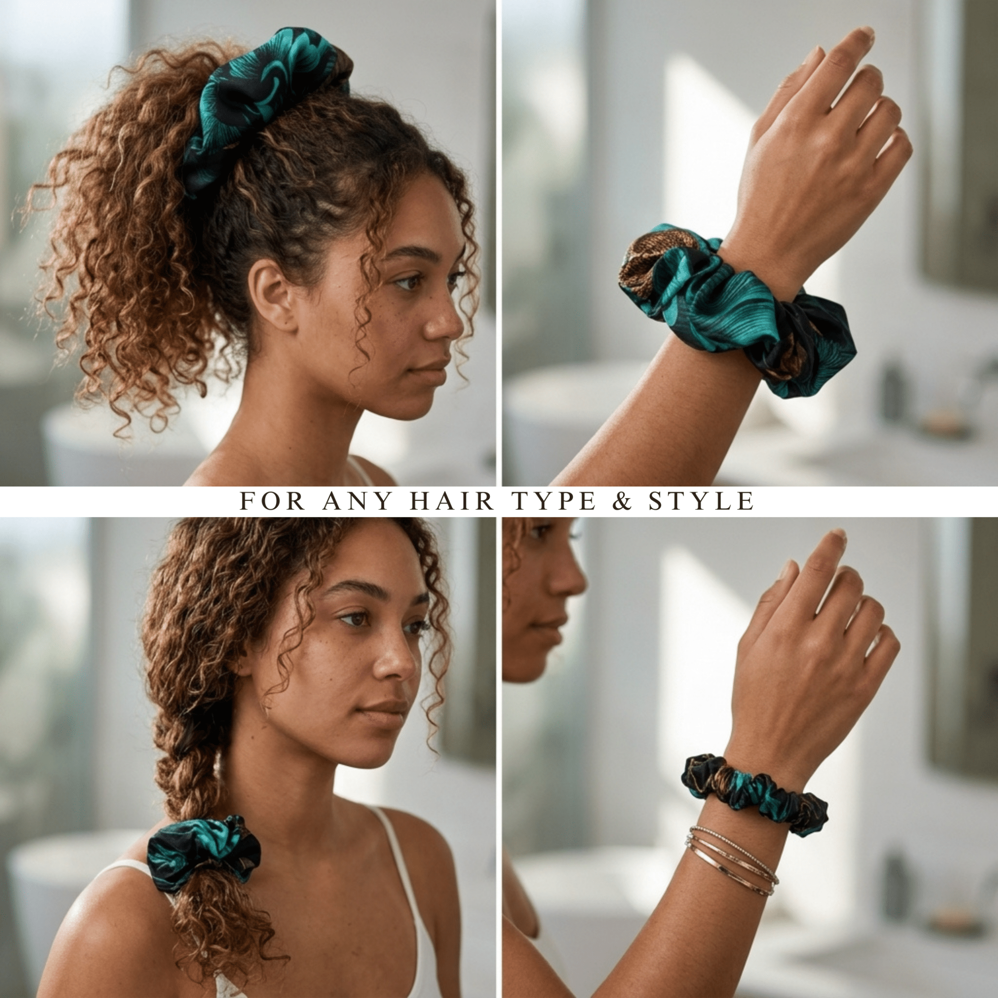 NOCHKA Chrysanthemum Print of Silk Scrunchies – Ultra Thin, Skinny, Regular & Jumbo - NOCHKA
