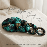 NOCHKA Chrysanthemum Print of Silk Scrunchies – Ultra Thin, Skinny, Regular & Jumbo - NOCHKA
