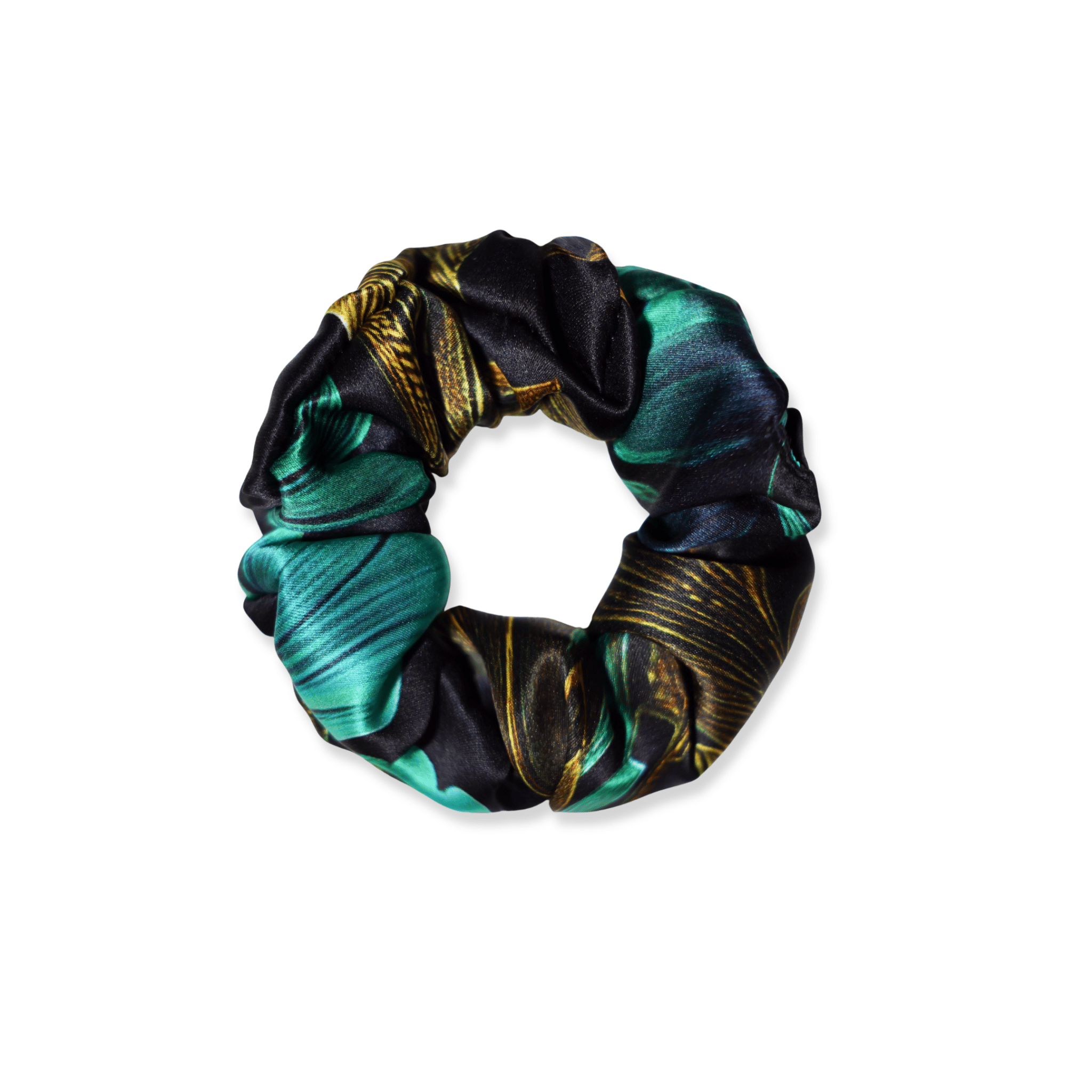 NOCHKA Chrysanthemum Print of Silk Scrunchies – Ultra Thin, Skinny, Regular & Jumbo - NOCHKA