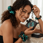 NOCHKA Chrysanthemum Print of Silk Scrunchies – Ultra Thin, Skinny, Regular & Jumbo - NOCHKA
