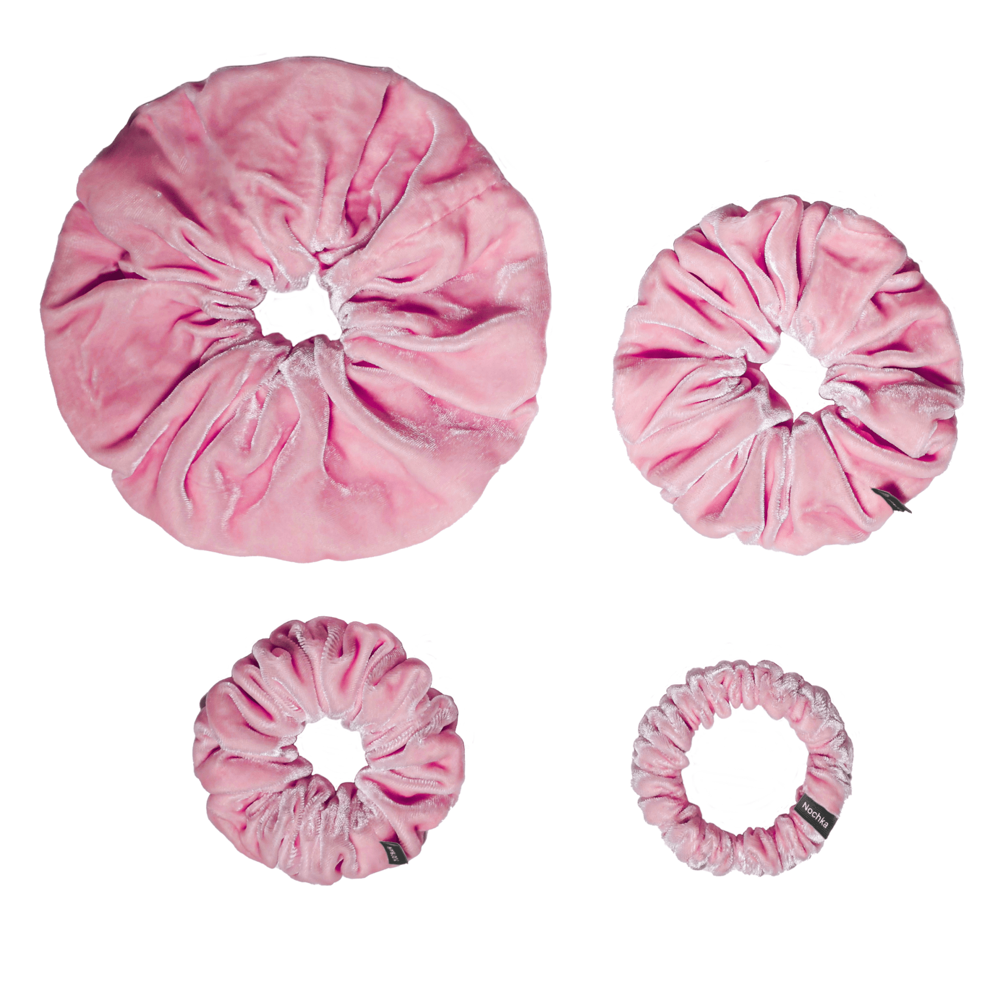 NOCHKA Dusty Rose Velvet Silk Scrunchies – Ultra Thin, Skinny, Regular & Jumbo Hair Ties – Soft Luxury Black Scrunchies for All Hair Type - NOCHKA