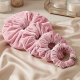 NOCHKA Dusty Rose Velvet Silk Scrunchies – Ultra Thin, Skinny, Regular & Jumbo Hair Ties – Soft Luxury Black Scrunchies for All Hair Type - NOCHKA
