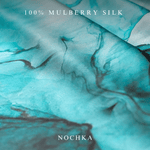NOCHKA Dusty Turquoise Print of Silk Scrunchies – Ultra Thin, Skinny, Regular & Jumbo - NOCHKA
