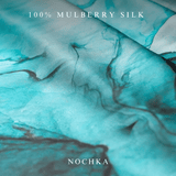 NOCHKA Dusty Turquoise Print of Silk Scrunchies – Ultra Thin, Skinny, Regular & Jumbo - NOCHKA
