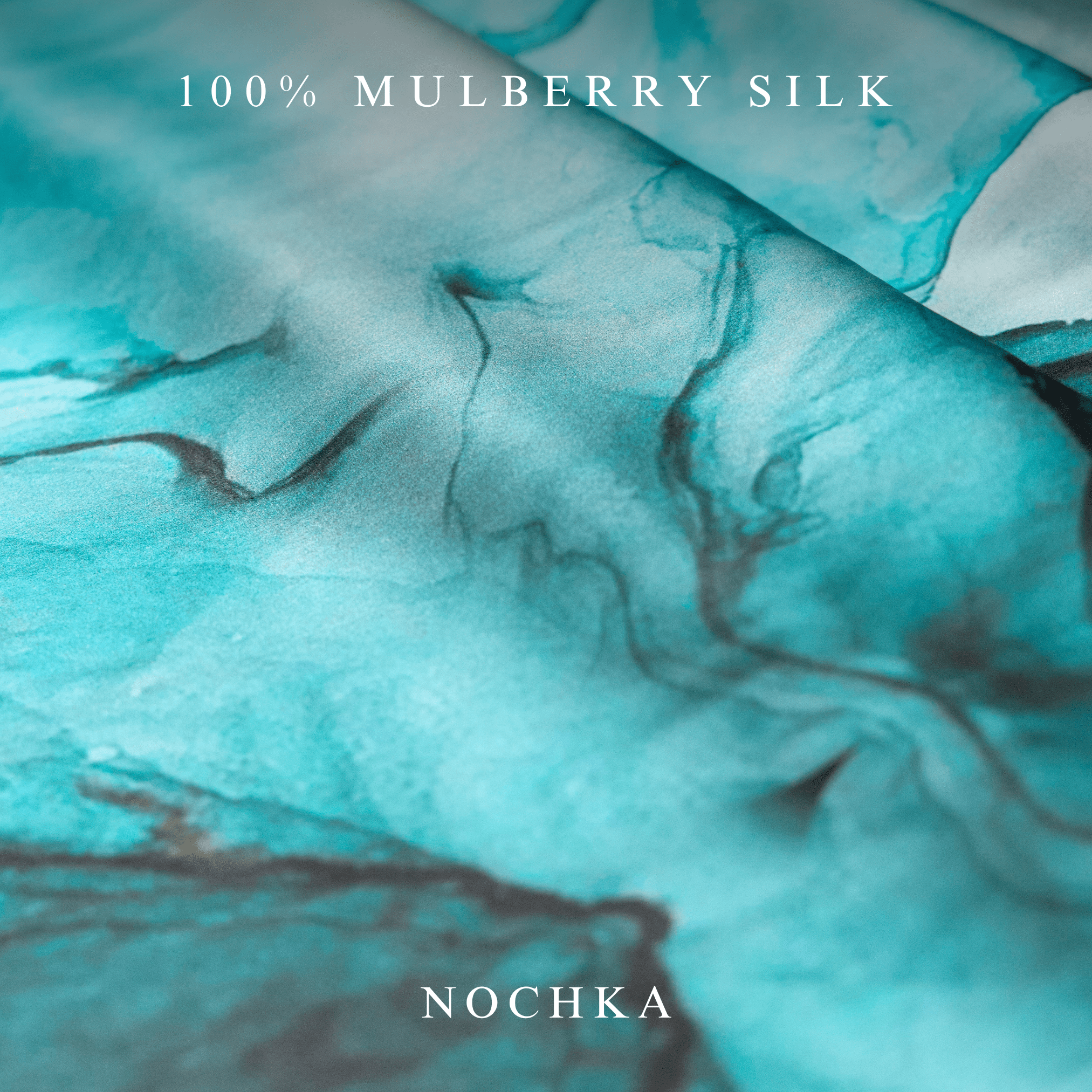 NOCHKA Dusty Turquoise Print of Silk Scrunchies – Ultra Thin, Skinny, Regular & Jumbo - NOCHKA
