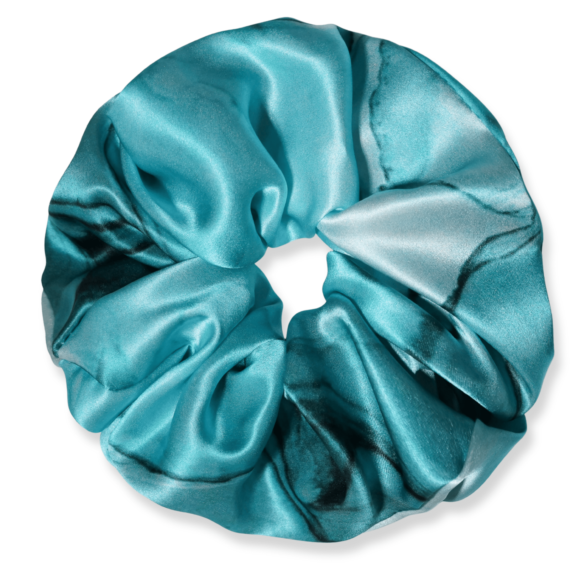 NOCHKA Dusty Turquoise Print of Silk Scrunchies – Ultra Thin, Skinny, Regular & Jumbo - NOCHKA