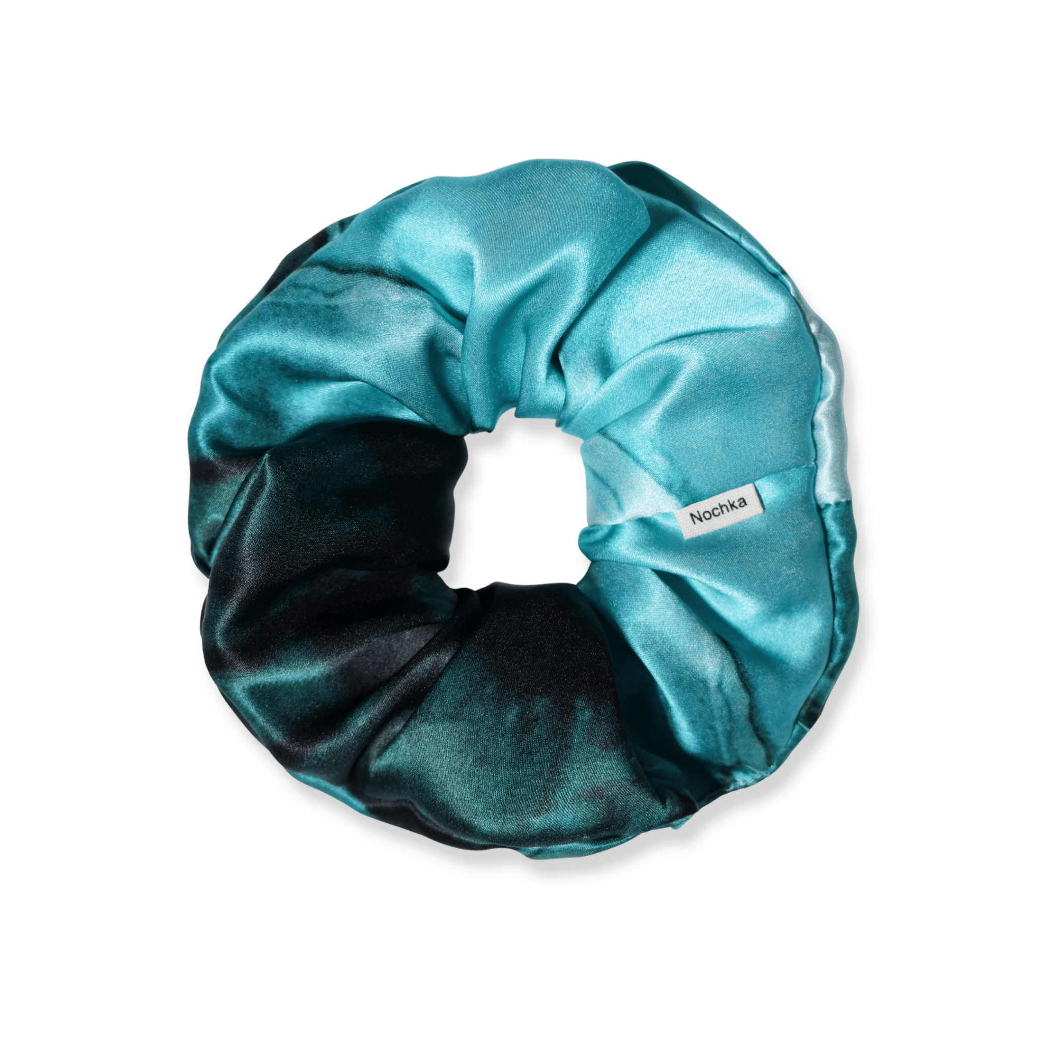 NOCHKA Dusty Turquoise Print of Silk Scrunchies – Ultra Thin, Skinny, Regular & Jumbo - NOCHKA