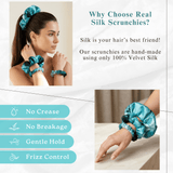 NOCHKA Dusty Turquoise Print of Silk Scrunchies – Ultra Thin, Skinny, Regular & Jumbo - NOCHKA
