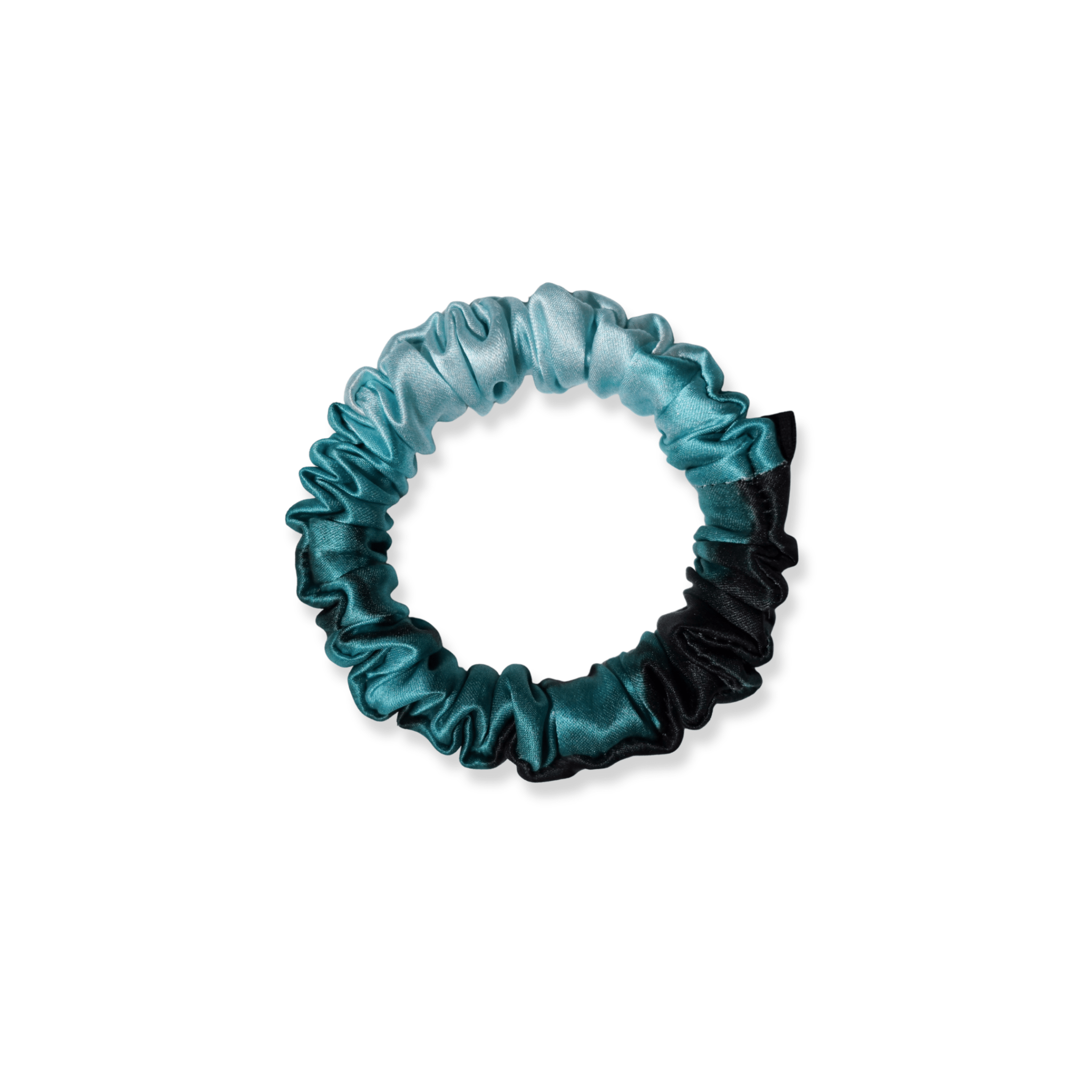 NOCHKA Dusty Turquoise Print of Silk Scrunchies – Ultra Thin, Skinny, Regular & Jumbo - NOCHKA
