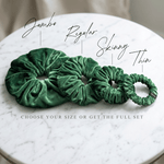 NOCHKA Evergreen Velvet Silk Scrunchies – Ultra Thin, Skinny, Regular & Jumbo Hair Ties – Soft Luxury Black Scrunchies for All Hair Types - NOCHKA
