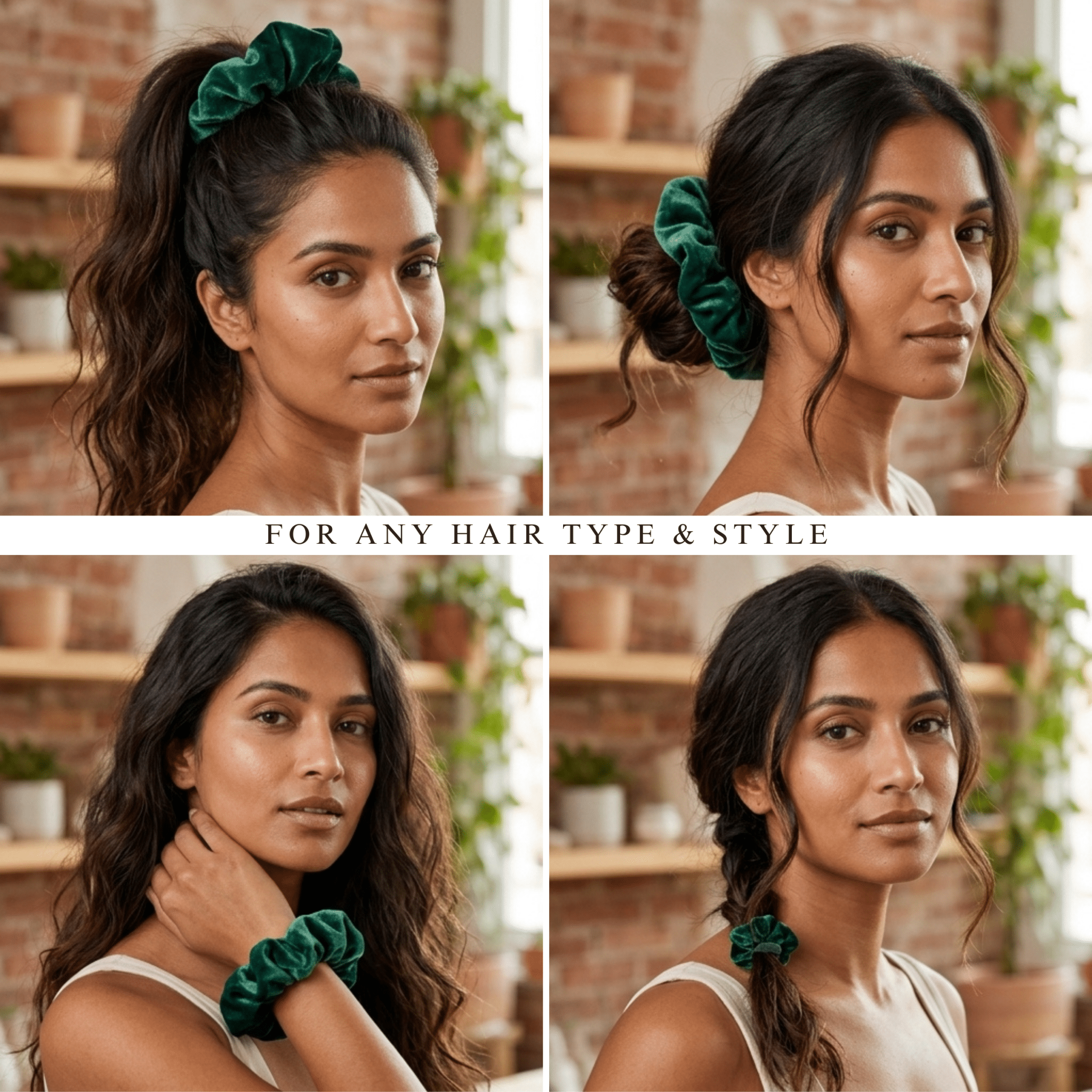 NOCHKA Evergreen Velvet Silk Scrunchies – Ultra Thin, Skinny, Regular & Jumbo Hair Ties – Soft Luxury Black Scrunchies for All Hair Types - NOCHKA
