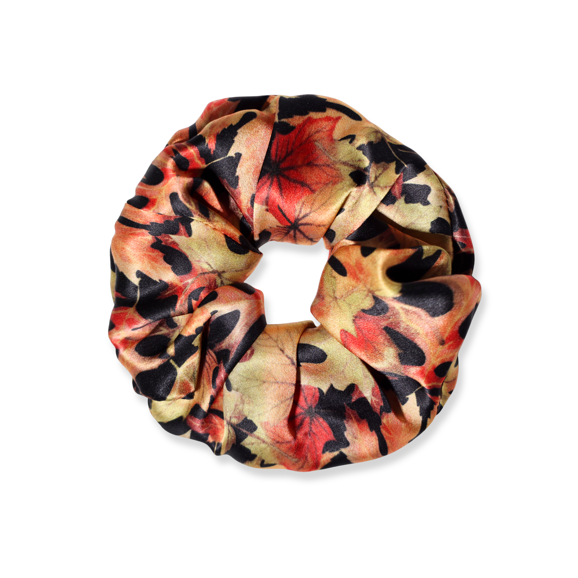 NOCHKA Fall Leaves Print of Silk Scrunchies – Ultra Thin, Skinny, Regular & Jumbo - NOCHKA