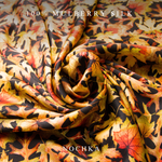 NOCHKA Fall Leaves Print of Silk Scrunchies – Ultra Thin, Skinny, Regular & Jumbo - NOCHKA
