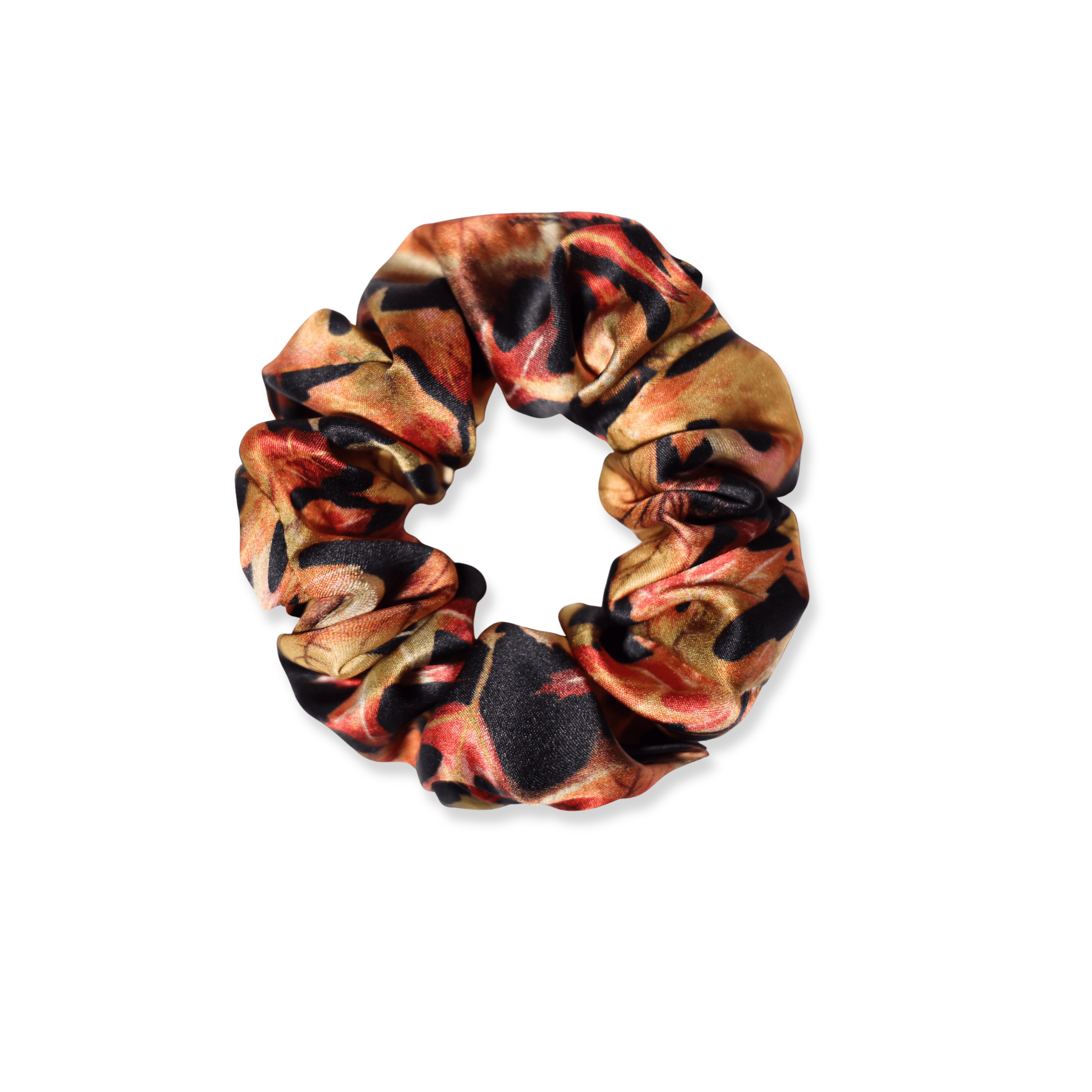 NOCHKA Fall Leaves Print of Silk Scrunchies – Ultra Thin, Skinny, Regular & Jumbo - NOCHKA
