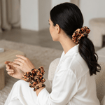 NOCHKA Fall Leaves Print of Silk Scrunchies – Ultra Thin, Skinny, Regular & Jumbo - NOCHKA
