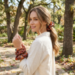NOCHKA Fall Theme Print of Silk Scrunchies – Ultra Thin, Skinny, Regular & Jumbo - NOCHKA
