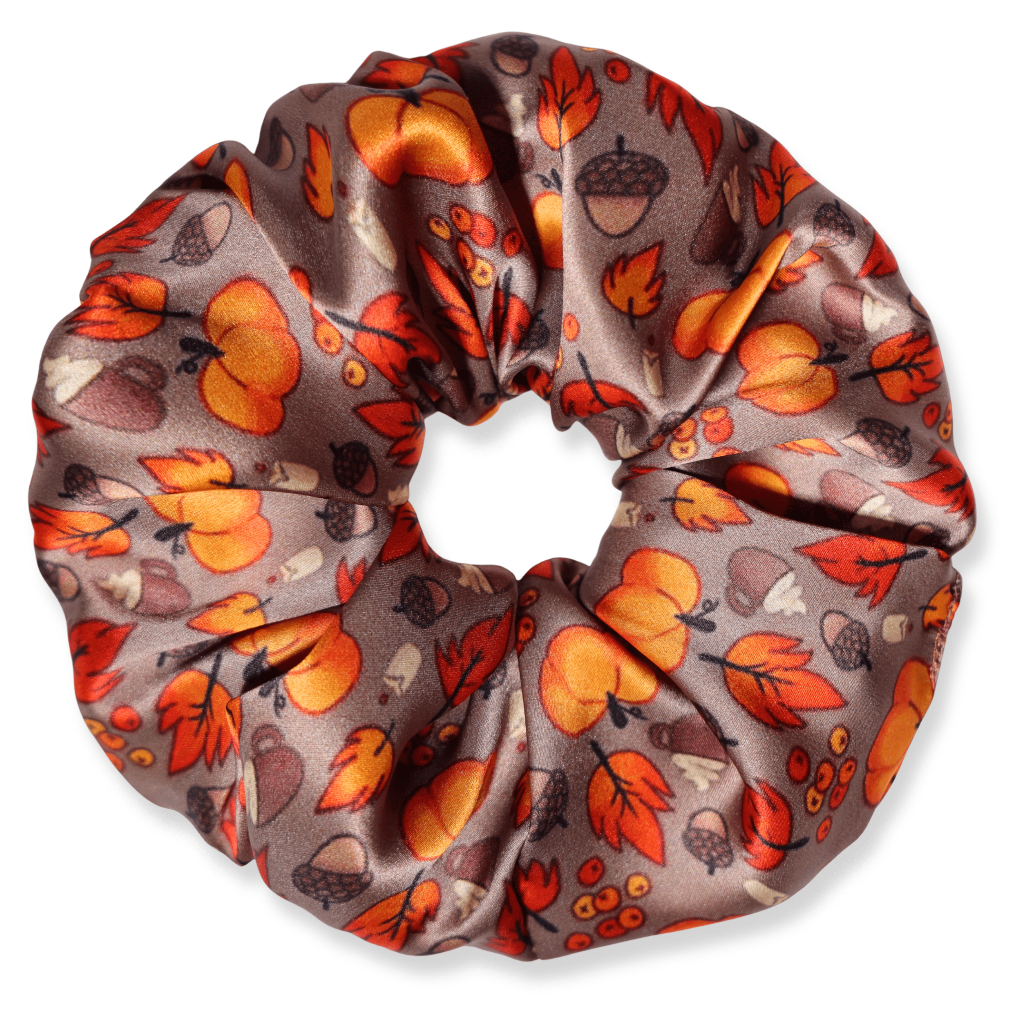 NOCHKA Fall Theme Print of Silk Scrunchies – Ultra Thin, Skinny, Regular & Jumbo - NOCHKA