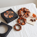 NOCHKA Fall Theme Print of Silk Scrunchies – Ultra Thin, Skinny, Regular & Jumbo - NOCHKA
