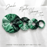 NOCHKA Green Gradient Print of Silk Scrunchies – Ultra Thin, Skinny, Regular & Jumbo - NOCHKA
