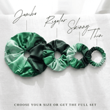 NOCHKA Green Gradient Print of Silk Scrunchies – Ultra Thin, Skinny, Regular & Jumbo - NOCHKA
