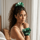 NOCHKA Green Gradient Print of Silk Scrunchies – Ultra Thin, Skinny, Regular & Jumbo - NOCHKA
