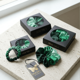 NOCHKA Green Gradient Print of Silk Scrunchies – Ultra Thin, Skinny, Regular & Jumbo - NOCHKA
