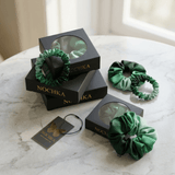 NOCHKA Green Gradient Print of Silk Scrunchies – Ultra Thin, Skinny, Regular & Jumbo - NOCHKA
