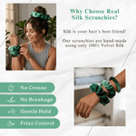 NOCHKA Green Gradient Print of Silk Scrunchies – Ultra Thin, Skinny, Regular & Jumbo - NOCHKA
