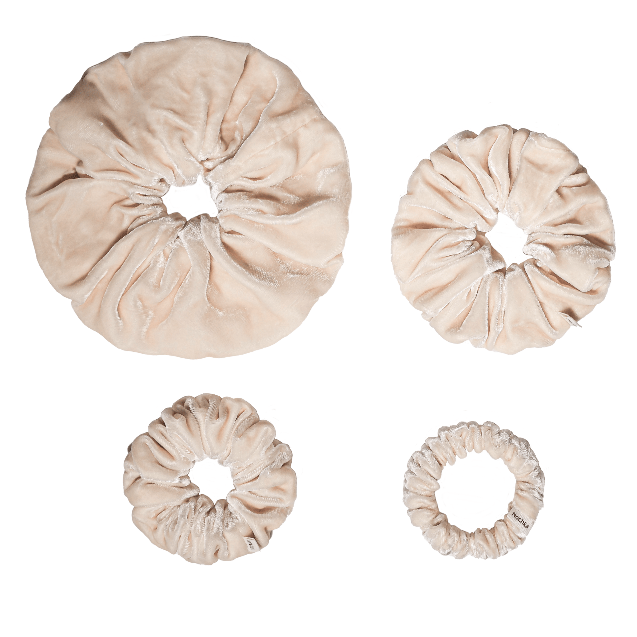 NOCHKA Ivory Velvet Silk Scrunchies – Ultra Thin, Skinny, Regular & Jumbo Hair Ties – Soft Luxury Black Scrunchies for All Hair Type - NOCHKA
